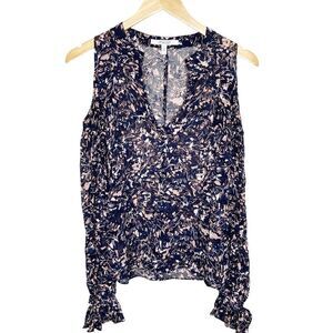 DEREK LAM CROSBY | Silk Blend Cold Shoulder Sheer Printed Blouse
